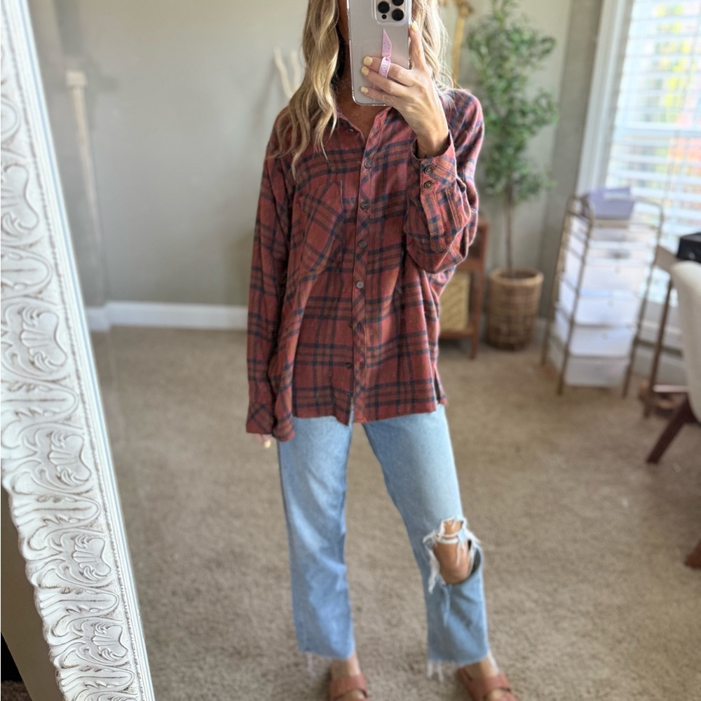 Plaid Button-Up Shirt